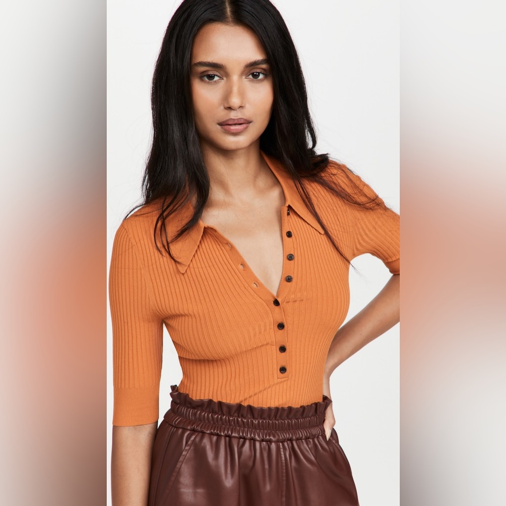 A.L.C. Tangerine Button-Front Bodysuit